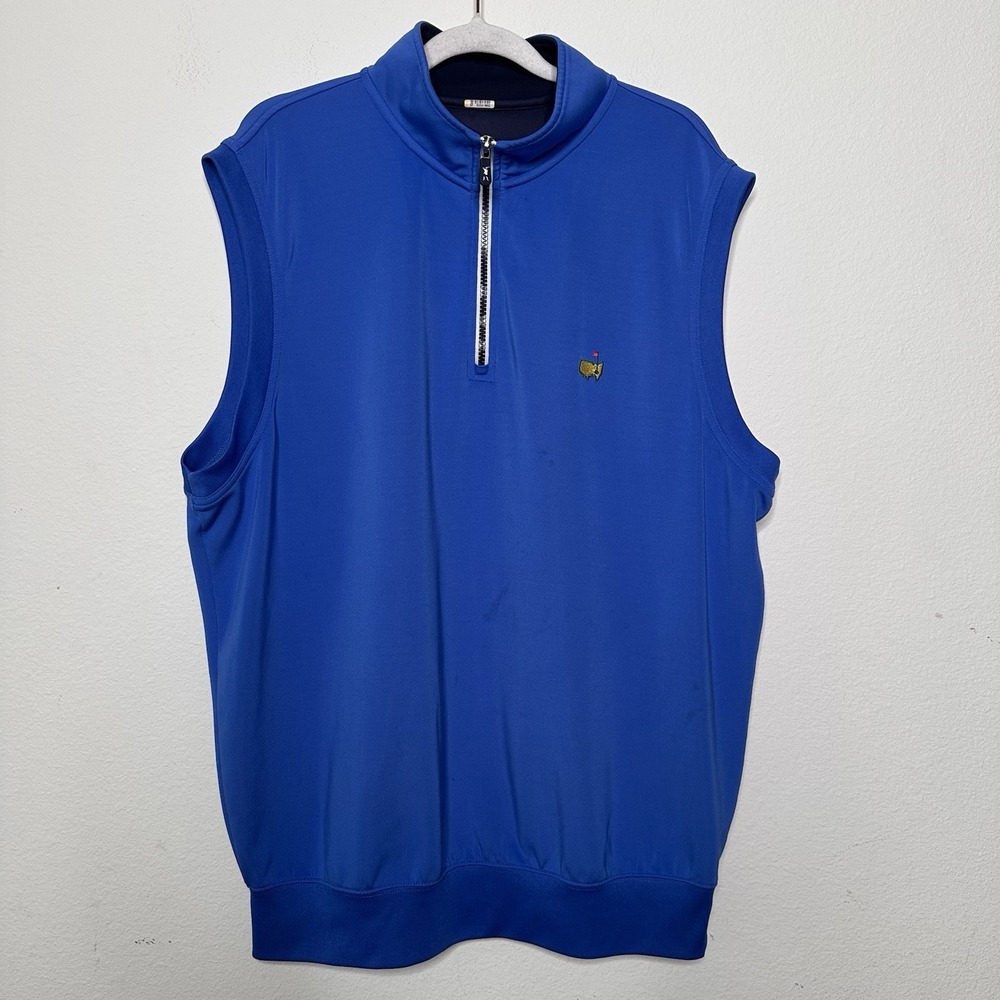 F&G Fairway & Greene Masters 1/4 Zip Blue Golf Vest Men's Large Performance